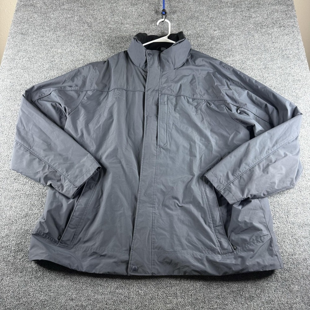 L.L. Bean Jacket Mens 3XLT Gray Nylon Hooded Windbreaker Formosa Plastics